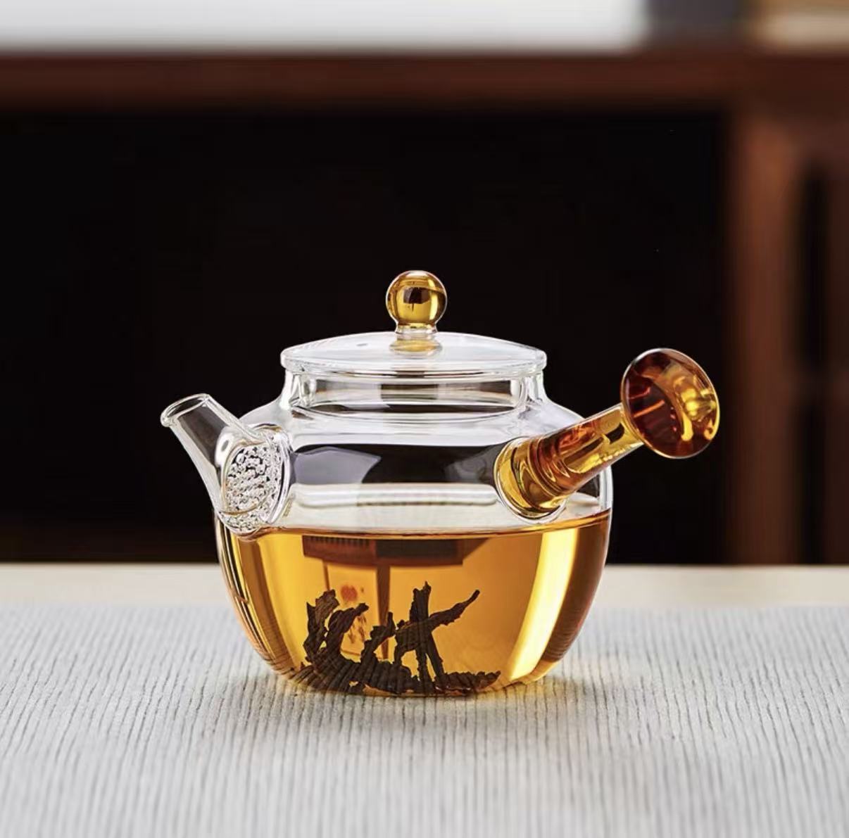 Glass Tea Pot with side handle