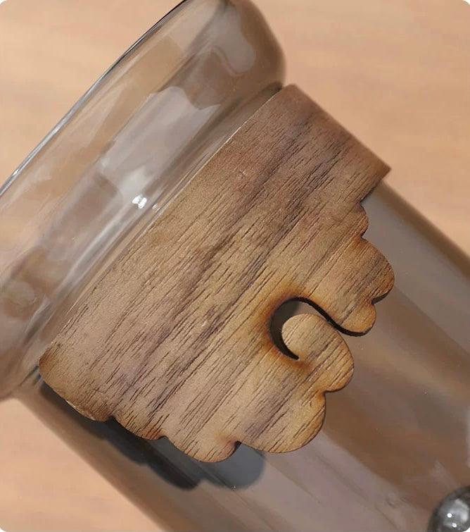 Tea travel set glas/wood