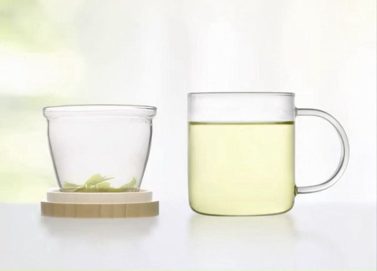 Glass Teacup with stainless steel filter