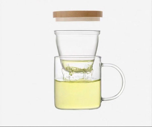 Glass Teacup with stainless steel filter