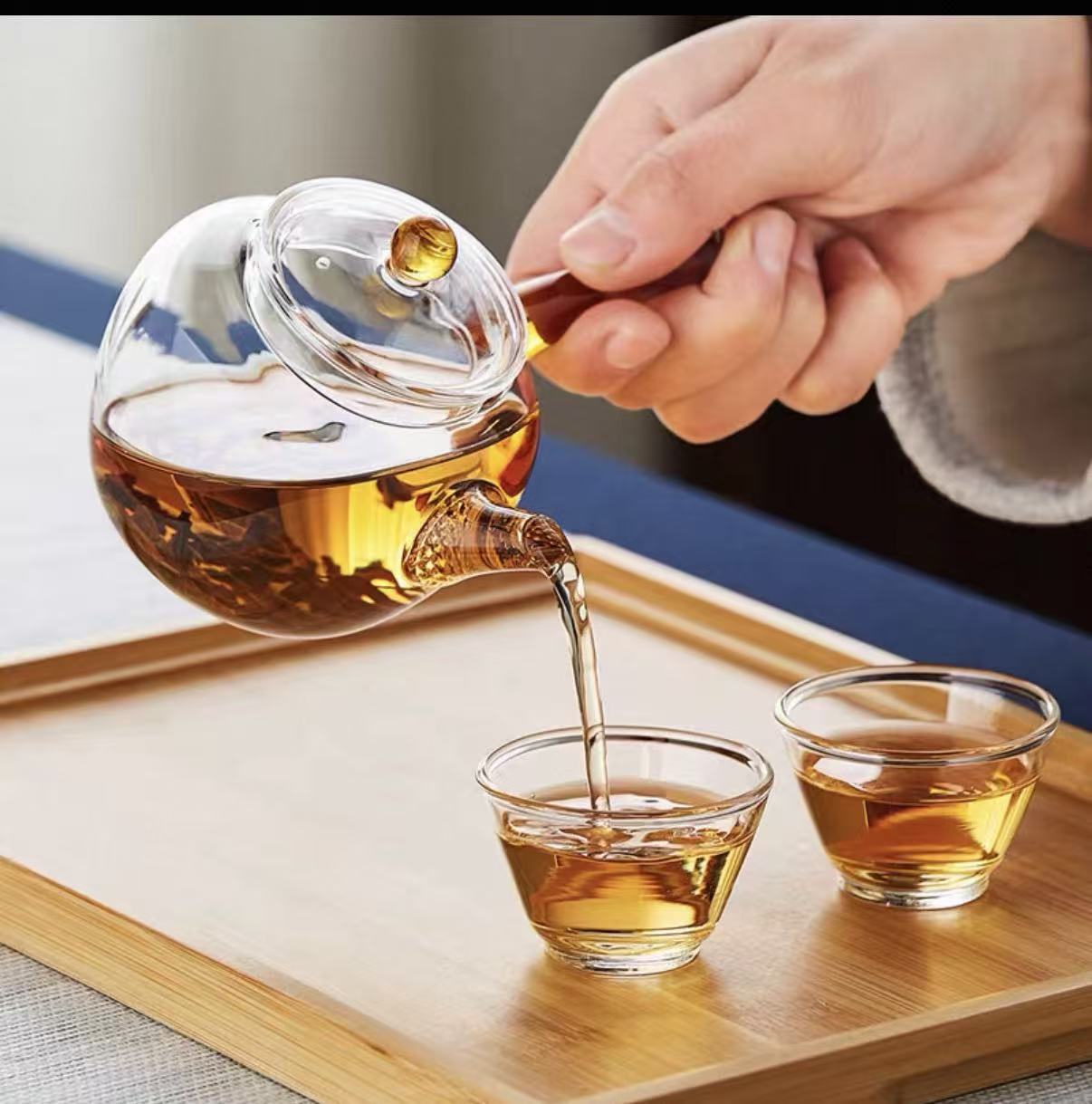 Glass Tea Pot with side handle