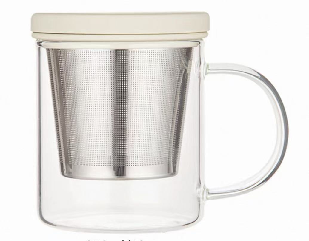 Glass Teacup with stainless steel filter