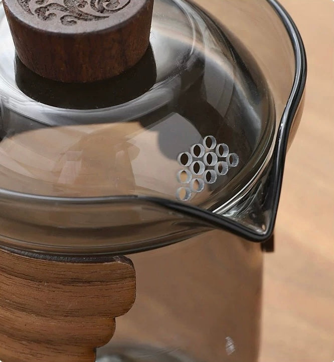 Tea travel set glas/wood