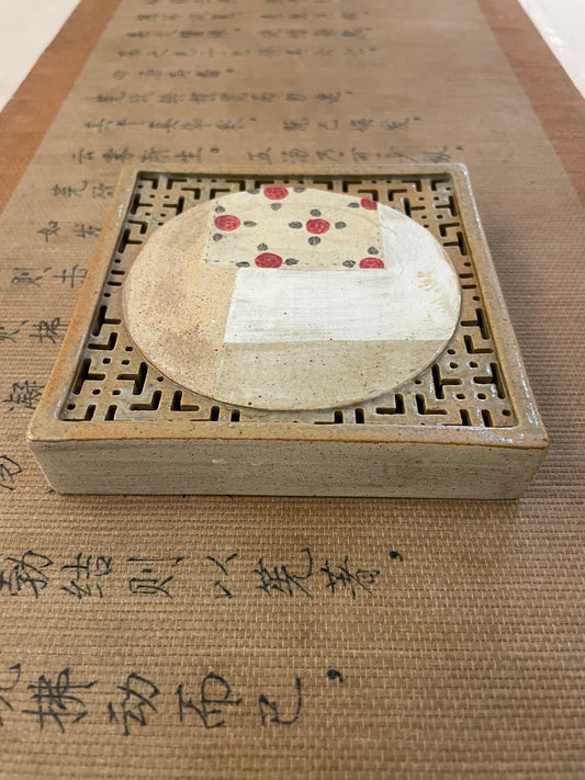 Hand-Pressed Red Rose Ceramic Tea Tray