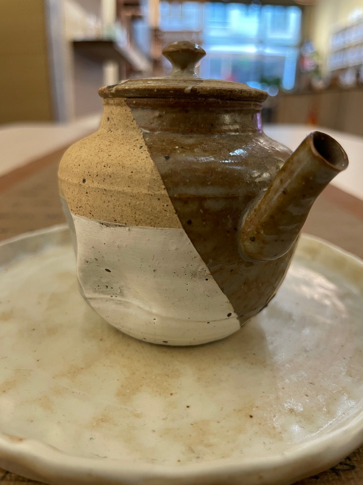 Hand-Pressed Black Rose Ceramic Teapot