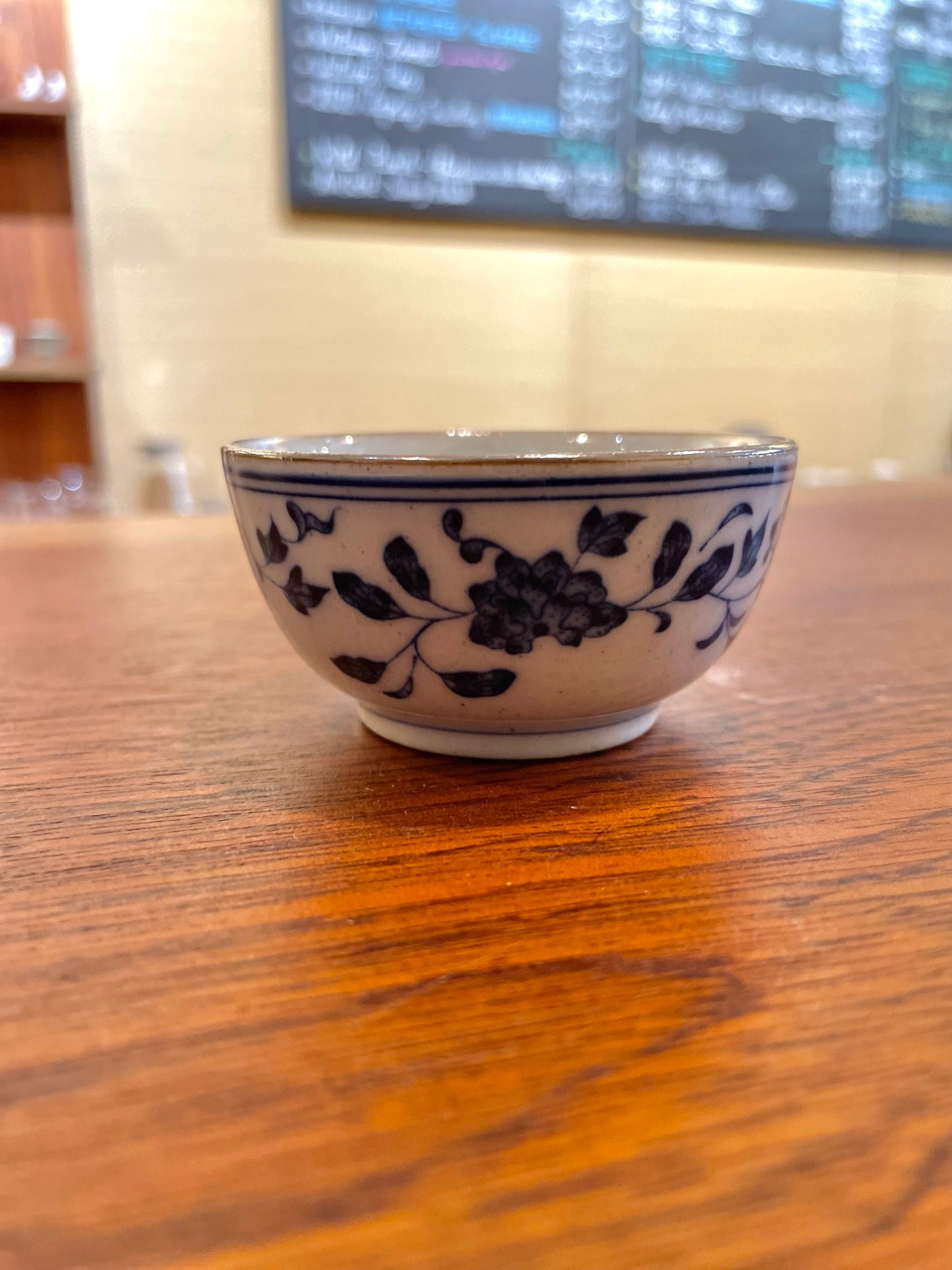 Classic Blue and Gray Floral Ceramic Tea Cup