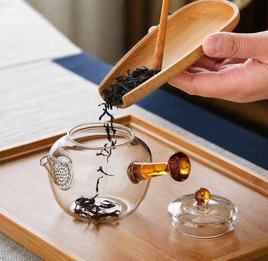 Glass Tea Pot with side handle